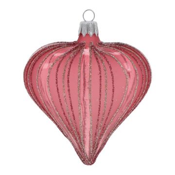 Ornamente de Crăciun suflate manual 3 buc. din sticlă 9 cm Heart – Ego Dekor