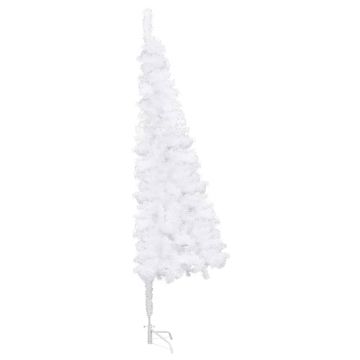 Set brad Crăciun artificial de colț LED&globuri alb 240 cm PVC