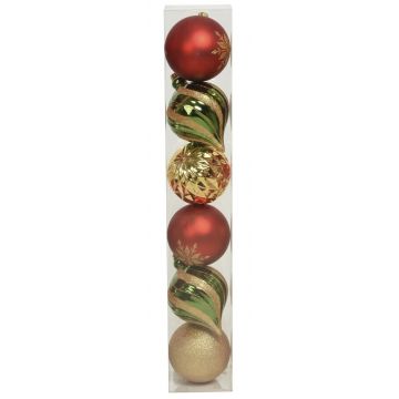 Cutie cu 6 globuri asortate Color Mix, Decoris, Ø15 cm, plastic, rosu/argintiu/alb