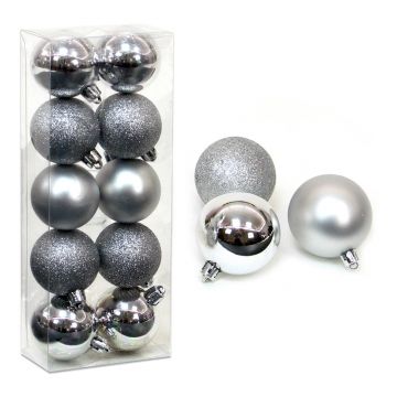Set 10 globuri argintii de Crăciun Navidad Casa Selección, ø 5 cm