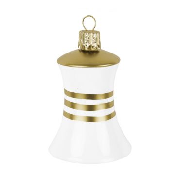 Set de 3 decorațiuni de Crăciun din sticlă în formă de clopot Ego Dekor, alb-auriu