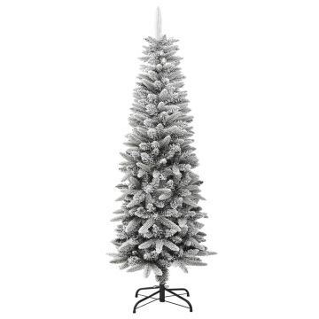 Brad de Crăciun artificial slim cu zăpadă pufoasă 150 cm PVC&PE