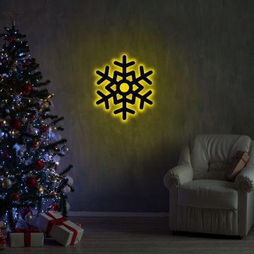 Lampa de perete Snowflake 2, Neon Graph, 28x32 cm, galben