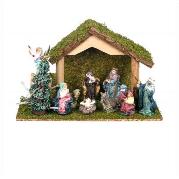Iesle Figurina, Iesle Craciun Cu Figurine si 5 Led-uri