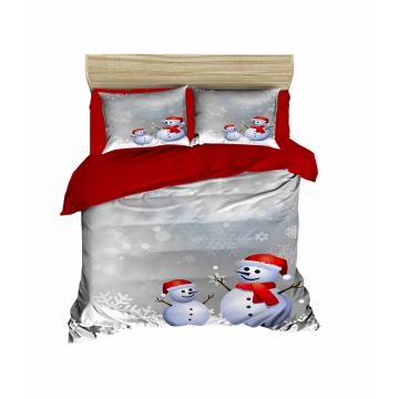 Lenjerie de pat dubla Xmas-438, Pearl Home, 3 piese, amestec bumbac, multicolor