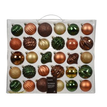 Cutie cu 30 globuri asortate Baubles, Decoris, 7 cm, polistiren, multicolor