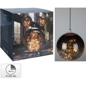 Decoratiune luminoasa suspendabila Ball, Excellent Houseware, IP44, interior / exterior, 125 LED-uri, 25x25 cm, gri fumuriu