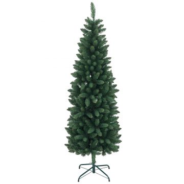 HOMCOM Brad Artificial de Crăciun cu 479 Ramuri, Brad de Crăciun Înalt și Îngust cu Bază Pliabilă, Ø65x180 cm, Verde | Aosom Romania