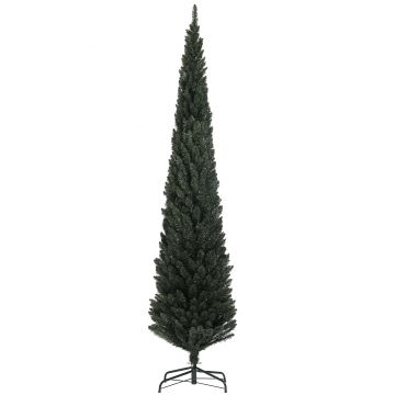 HOMCOM Brad Artificial de Crăciun cu 538 Ramuri, Brad de Crăciun Îngust și Spațios cu Bază de Oțel, Ø55x225 cm, Verde | Aosom Romania