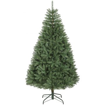 HOMCOM Brad Artificial de Crăciun de 180 cm, Brad de Crăciun Fals cu Ramuri Dense pe Balama, Bază Metalică Pliabilă, Structură pe Secțiuni Ușor de Asamblat, Verde | Aosom Romania