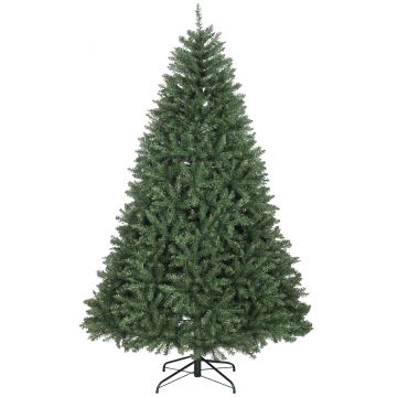 HOMCOM Brad de Crăciun Artificial 210 cm cu 2641 Ramuri Ignifuge, Brad de Crăciun Artificial Dens și Realist cu Bază Metalică Pliabilă, Asamblare Ușoară, pentru Casă și Spații Interioare, Verde | Aosom Romania