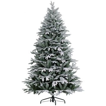 HOMCOM Brad de Crăciun cu Zăpadă Artificială cu 2531 Crengi, Brad de Crăciun cu Bază Pliabilă, Ø114x180 cm, Verde | Aosom Romania