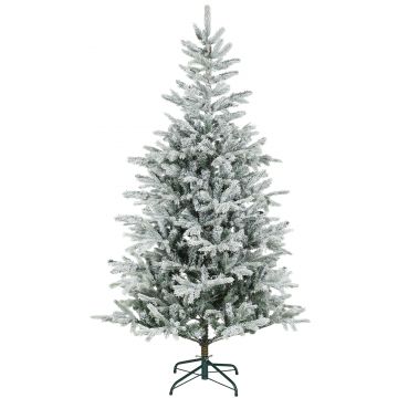 HOMCOM Brad de Crăciun Înnăpezit Înalt de 180 cm cu Bază Metalică Pliabilă Verde | Aosom Romania