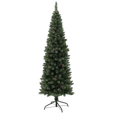HOMCOM Brad de Crăciun Înzăpezit Înalt cu 618 Crengi, Brad Artificial de Crăciun cu Conuri și Bază, Ø70x180 cm, Verde | Aosom Romania