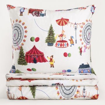 Lenjerie de pat dubla Circus Joy, Homla, 3 piese, 160x200 cm, bumbac, multicolor