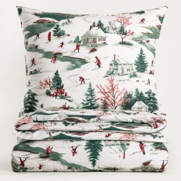 Lenjerie de pat dubla Cortina, Homla, 3 piese, 160x200 cm, bumbac, multicolor