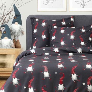 Lenjerie de pat King Size, Gnomm, Homla, 3 piese, 200x220 cm, microfibra din poliester, multicolor