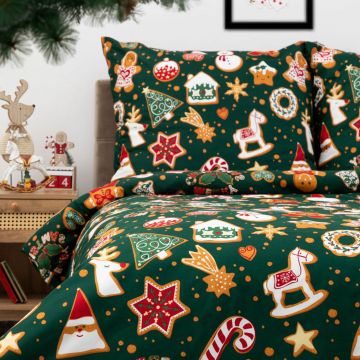 Lenjerie de pat King Size, Grinchy, Homla, 3 piese, 200x220 cm, microfibra din poliester, multicolor