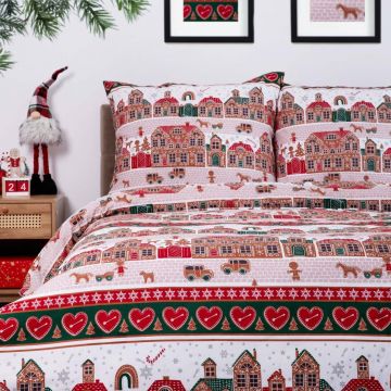 Lenjerie de pat King Size, Lapland, Homla, 3 piese, 200x220 cm, microfibra din poliester, multicolor