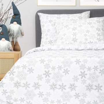 Lenjerie de pat King Size, Lugn, Homla, 3 piese, 200x220 cm, bumbac, alb/gri