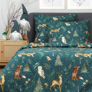 Lenjerie de pat King Size, Padu, Homla, 3 piese, 200x220 cm, bumbac, verde