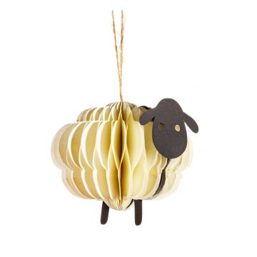 Ornament de Crăciun lucrat manual din hârtie 9 cm Sheep Honeycomb – Sass & Belle