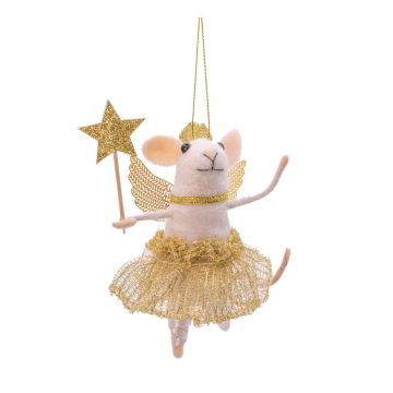 Ornament de Crăciun lucrat manual din material textil 12 cm Fairy Mouse – Sass & Belle