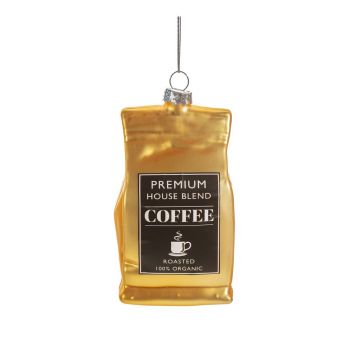 Ornament de Crăciun lucrat manual din sticlă 10 cm Coffee – Sass & Belle