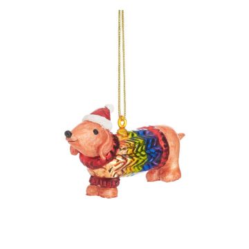 Ornament de Crăciun lucrat manual din sticlă 9 cm Sausage Dog – Sass & Belle