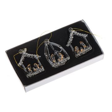 Ornamente de Crăciun 3 buc. din sticlă 8,5 cm Betlehem – Dakls