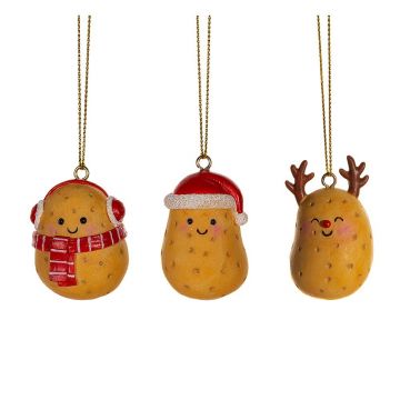 Ornamente de Crăciun lucrate manual 3 buc. din polirășină 4,5 cm Happy Potatoes – Sass & Belle
