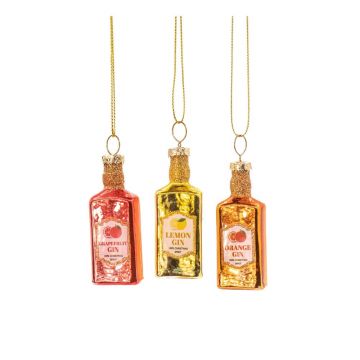 Ornamente de Crăciun lucrate manual 3 buc. din sticlă ø 3 cm Gin Bottle – Sass & Belle