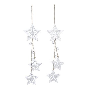 Set de 2 ornamente albe suspendate în formă de stele Ego Dekor