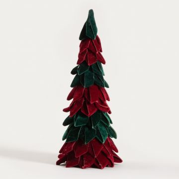 Brad artificial Burgundy Charm, Homla, 46 cm, poliester, verde/visiniu