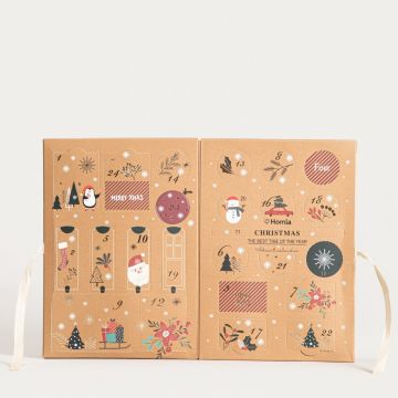 Calendar advent Santas Selections, Homla, 24 piese, bej