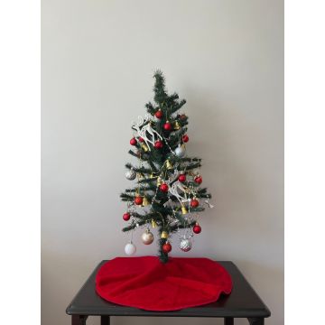 Covoras pentru brad, Pelush Christmas, 50x50 cm, Poliester, Rosu