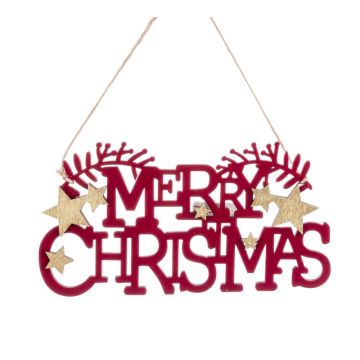 Decorațiune suspendată pentru Crăciun din lemn 22 cm Merry Christmas – Casa Selección