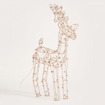 Decoratiune luminoasa ren Kaice, Homla, 38 cm, fier/plastic, auriu