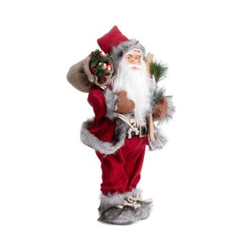 Decoratiune Mos Craciun Clause, Homla, 45 cm, plastic/poliester, rosu