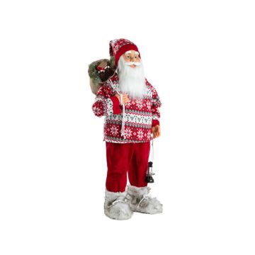 Decoratiune Mos Craciun cu pulover Clause, Homla, 90 cm, plastic/poliester, rosu