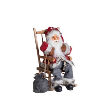 Decoratiune Mos Craciun pe balansoar Clause, Homla, 45 cm, plastic/poliester, rosu