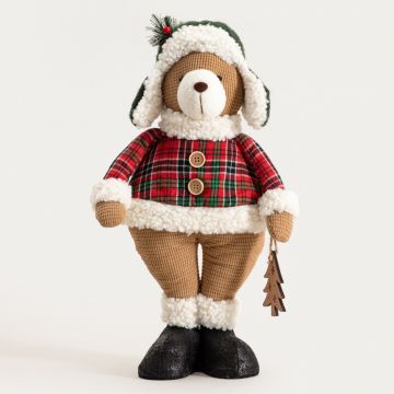 Decoratiune ursulet cu sapca Tartan, Homla, 68 cm, poliester, multicolor