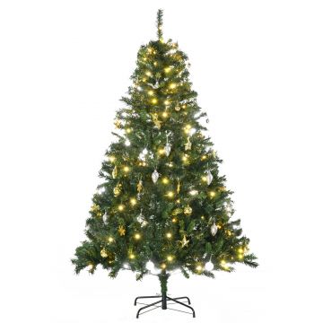 HOMCOM albero di natale a led albero di natale con luci led albero di natale già decorato albero di natale pvc Verde Φ112 × 180cm