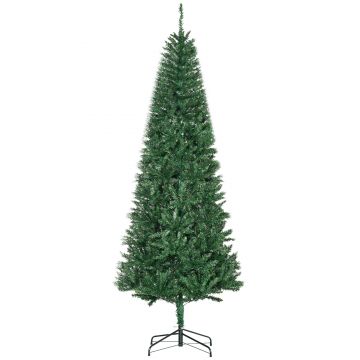 Homcom Albero di Natale Artificiale 210cm Base in Metallo Verde Φ91cm