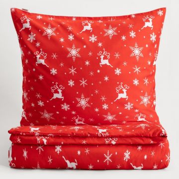 Lenjerie de pat King Size, Rusa, Homla, 200x220 cm, 3 piese, microfibra din poliester, rosu