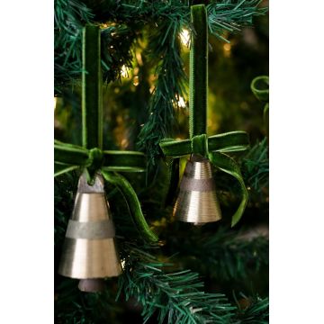 Ornament de brad de Crăciun, BSY234, 5x12 cm, Catifea, Verde deschis