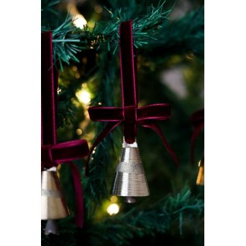 Ornament de brad de Crăciun, BSY235, 5x12 cm, Catifea, Rosu claret