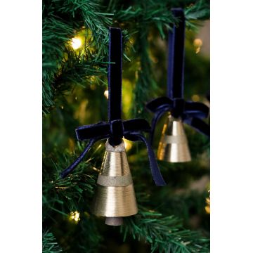 Ornament de brad de Crăciun, BSY237, 5x12 cm, Catifea, Albastru inchis