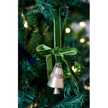 Ornament de brad de Crăciun, BSY240, 4x12 cm, Catifea, Verde deschis