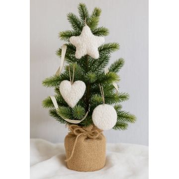 Ornament de Crăciun, 3 Lu Set, 80% POLIESTER/20% IUȚĂ, Alb